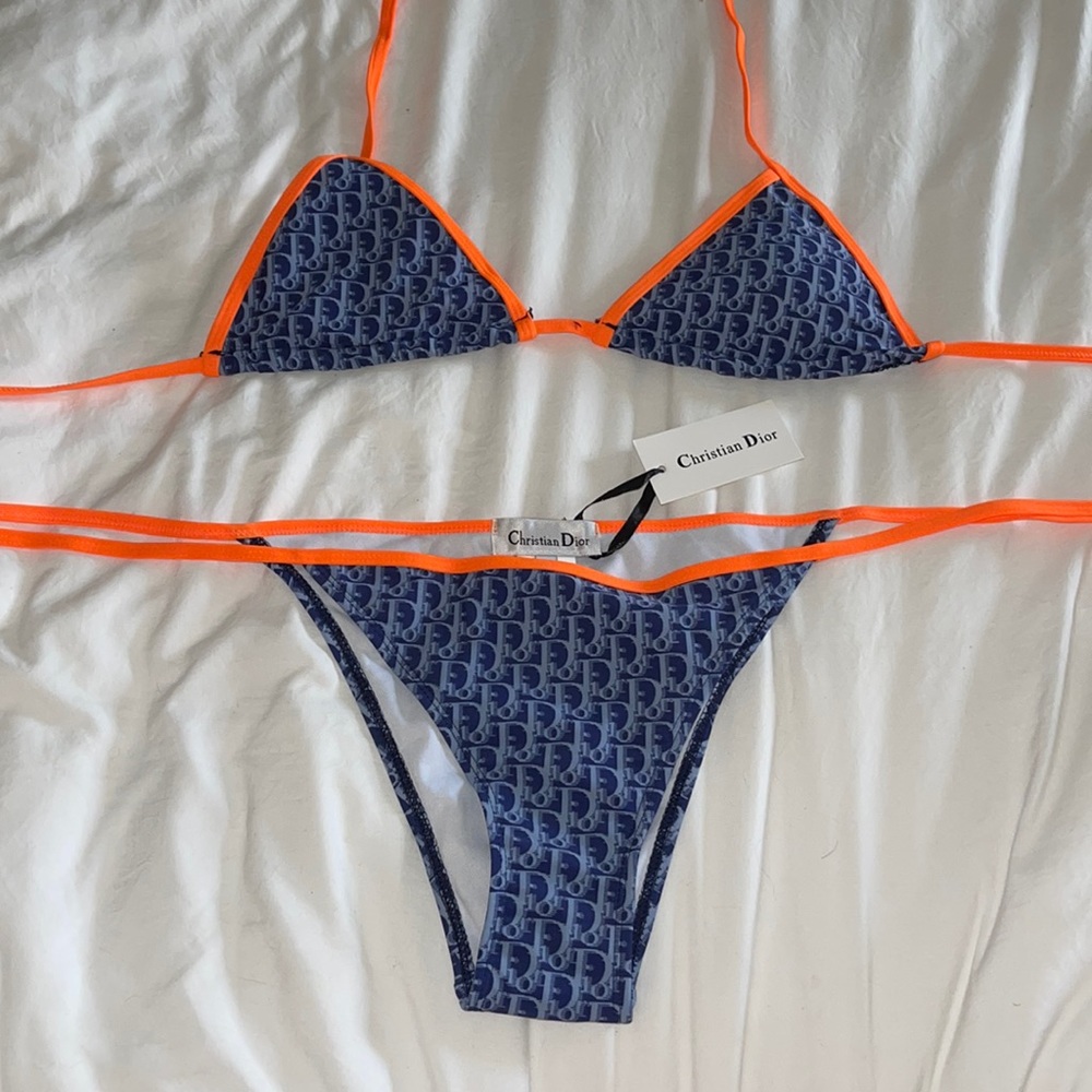 COPY - John Galliano for Christian Dior Iconic Navy Blue Logo Bikini